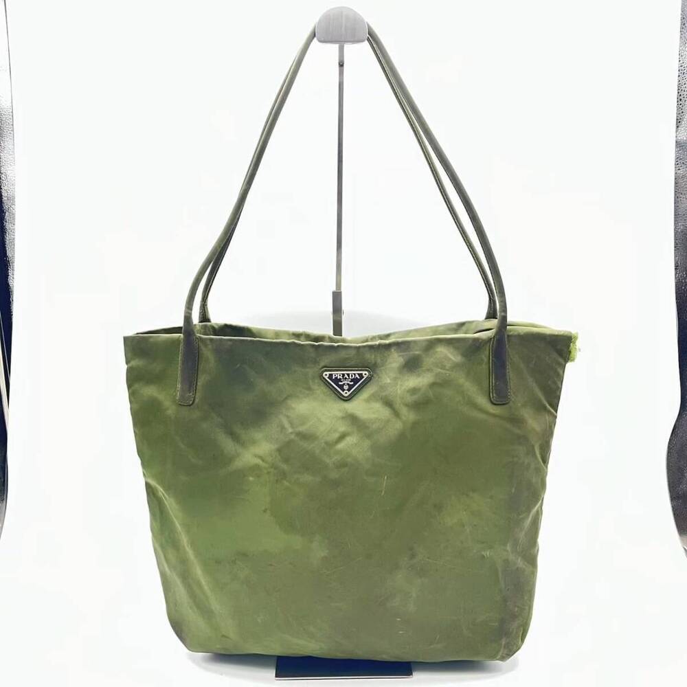 PRADA MILANO Tote Bag Shoulder Khaki Green Canvas